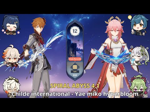 C0 Childe international - C0 Yae miko hyperbloom - Genshin Impact Abyss 4.1 - floor 12 9 Stars