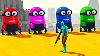GTA 5 Epic Ragdolls RED SPIDERMAN VS RED MINION VS GREEN MINION Euphoria Physics Ep.16 #Spiderman