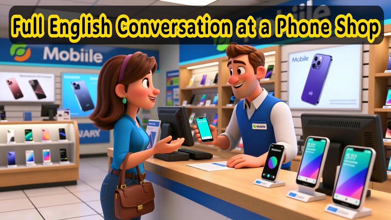 Full English Conversation at a Mobile Phone Store | Customer & Seller Dialogue