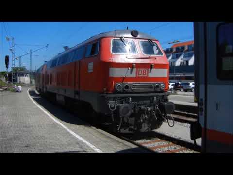 Südbahn: IC118 und EC 194 - Lokwechsel in Lindau Hbf von ÖBB 1154 zu BR 218 ohne Fahrdraht