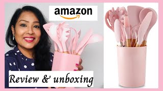 Amazon Silicon Spatula set pink | haul unboxing & review | Rj mahek