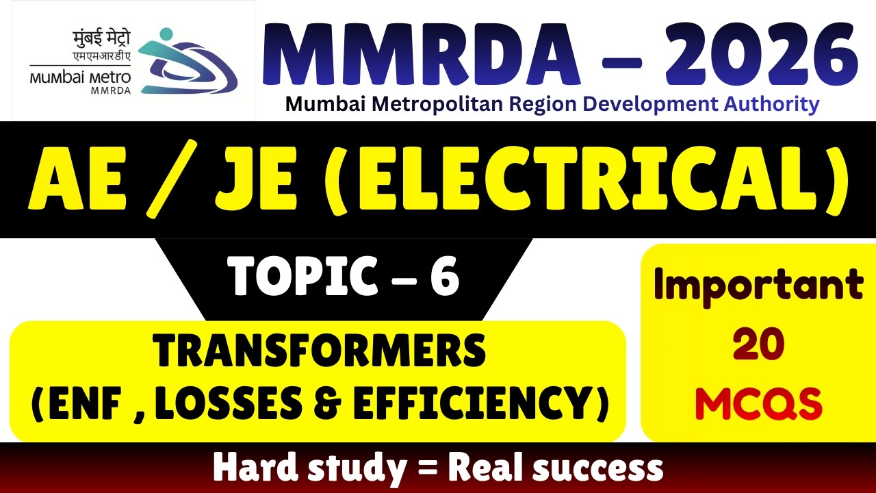 Transformers MCQS | MMRDA Electrical Engineering pdf Notes 2026 | MMRDA JE Electrical PDF 2026
