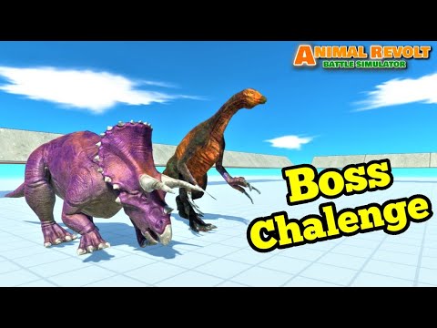 Therizinosaurus and Triceratops vs every boss factions ARBS animal revolt battle simulator 2 vs 1
