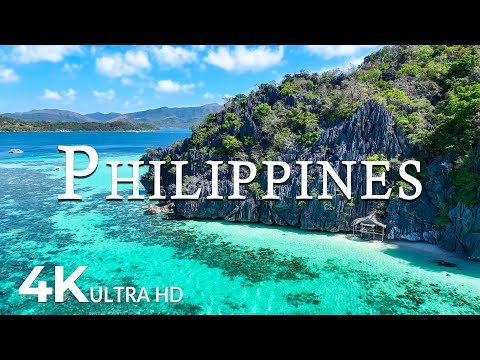 FLYING OVER PHILIPPINES (4K UHD) - Soothing Music Along With Beautiful Nature Video - 4K Video UHD