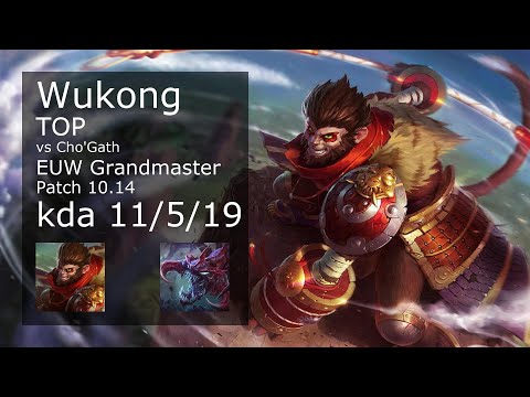Wukong vs Cho'Gath Top - EUW Grandmaster 11/5/19 Patch 10.14 Gameplay