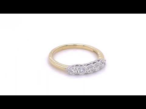 Five Stone Diamond Ring with 0.50ct G/SI Quality in 18k Yellow Gold