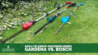 Akku-Teleskop-Heckenscheren im Test | Gardena vs. Bosch