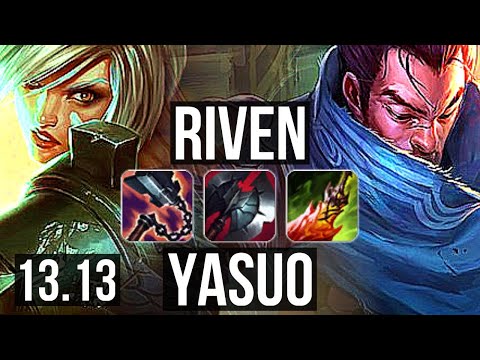 RIVEN vs YASUO (TOP) | 9/1/7, 1000+ games, 1.2M mastery, Legendary | NA Grandmaster | 13.13