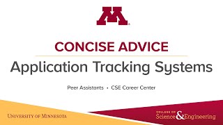 Concise Advice: Application Tracking Systems - UMN CSE Career Center