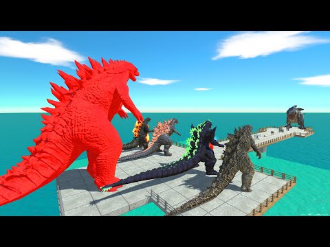 Team Godzilla 2014 Red vs Team Megalodon Rex. Who wins ? - Animal Revolt Battle Simulator