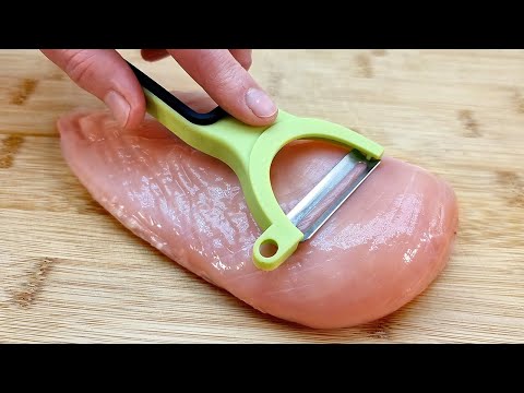 Ein Trick mit dem Gemüseschäler! Tolles Rezept mit Hähnchenbrust, ohne Backofen. ASMR