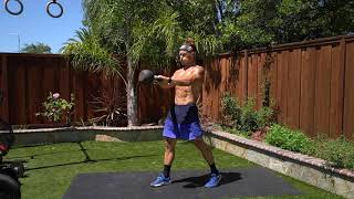 Split Stance Russian Kettlebell Swing exercise video thumbnail