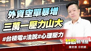 外資空單暴增、三萬一壓力山大#台積電#法說#心理壓力｜小武哥投資事務所｜陳武傑 (圖)