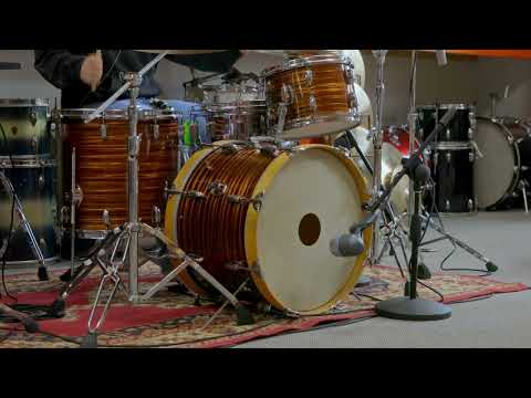 1970s Tempro Tiger Eye's Pearl Drum Set 14x20 8x12 and 16x16 image 26