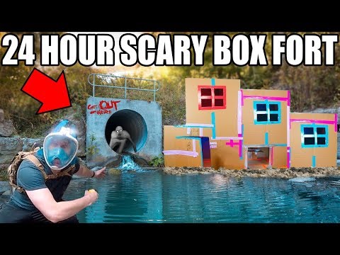 24 HOUR ABANDONED TUNNEL BOX FORT!! 📦😱 Finding The Rake!