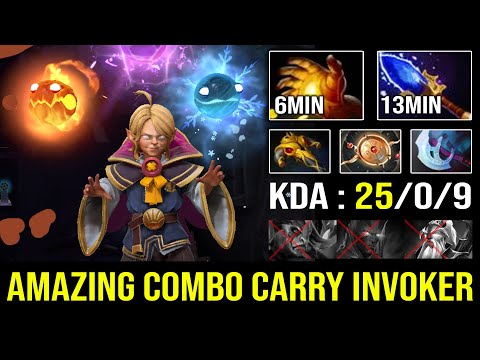 EPIC 6Min Midas & 13Min Scepter Carry Mid Invoker with Amazing Combo Perfect 25/0 KDA Dota 2