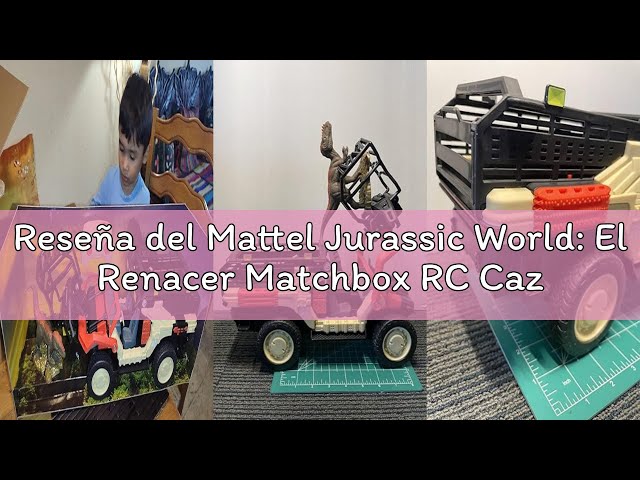 Vídeo relacionado con Mattel Jurassic World: El Renacer Matchbox RC Cazadinosaurios teledirigido Camión de juguete teledirigido a pilas con figura de dinosaurio y jaula de captura para transportar al dinosaurio, JHB67