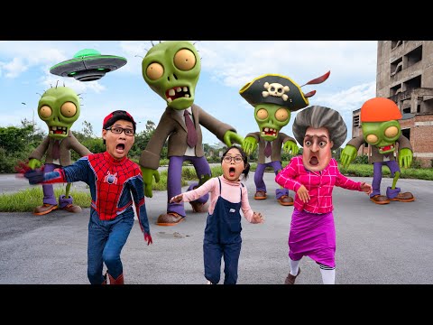 Nick Become Spiderman To Save Tani, Miss T | Nick VS Giant Zombie | Scary Teacher 3D In real life