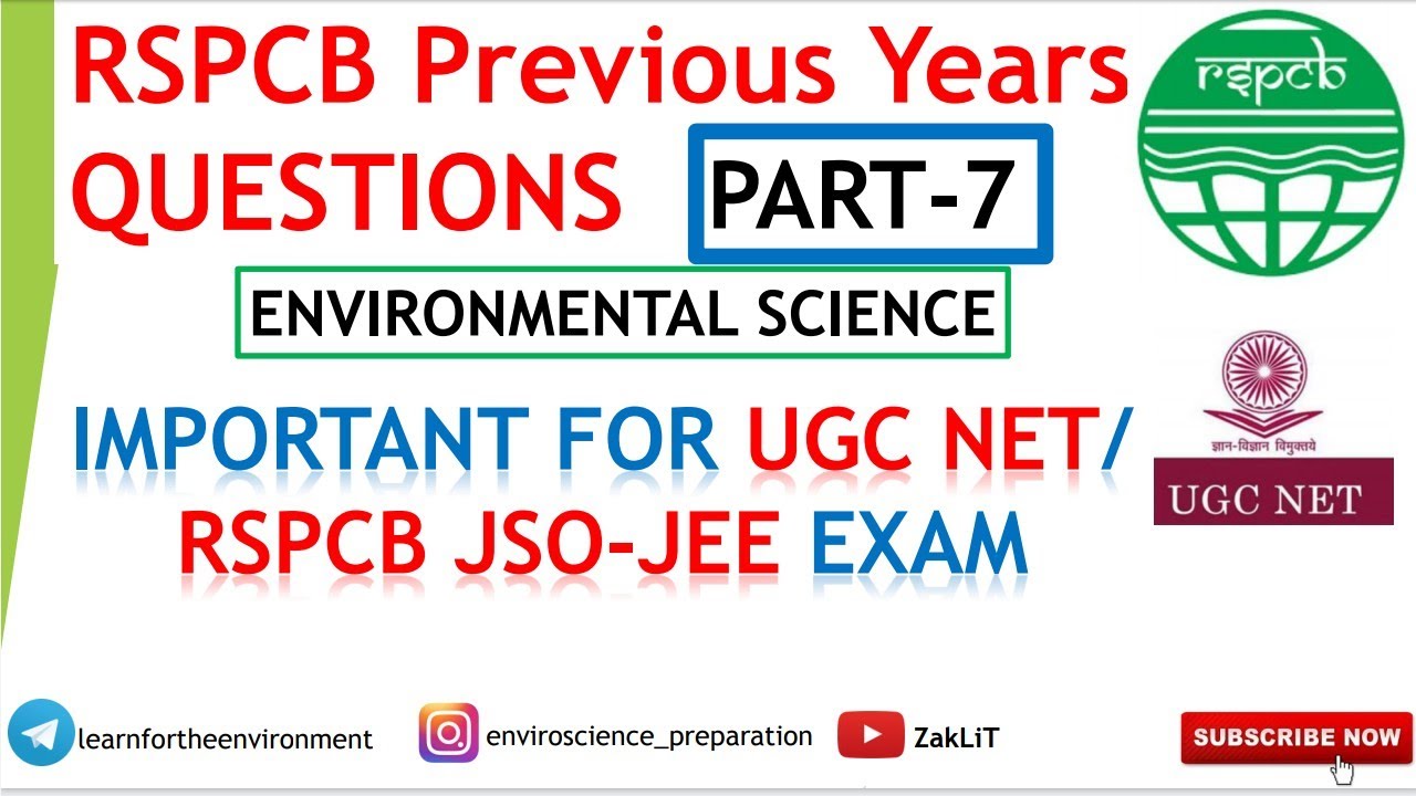 🔴Imp. PYQ For RSPCB & UGC NET Environmental Science(Part7)