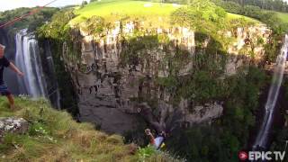 600ft Waterfall Rope Jump (1.3min version) | Never Before, Never Again, Ep. 1