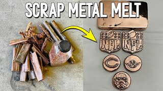 NFL Badge & Coin Casting From Scrap Copper - Melting Copper At Home (Easy Metal Casting)