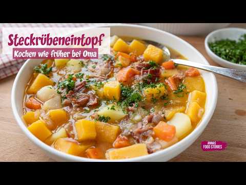 Kochen wie früher bei der Oma - Steckrübeneintopf mit hausgemachter Fleischbrühe - Rezept
