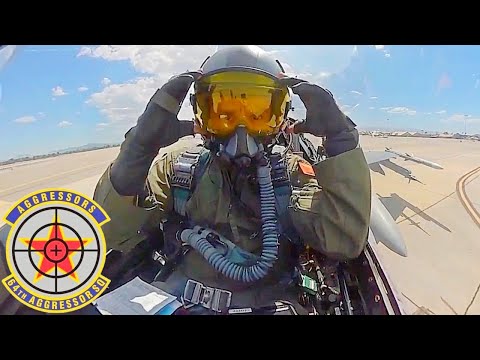 US Air Force, 360° Video. F-16 Fighting Falcon fighter jet during Red Flag exercise.