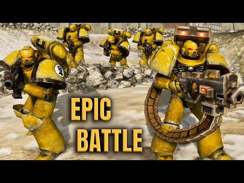 EPIC DEFENSE! Imperial Fists vs CHAOS Invasion - Men of War: Warhammer 40k Mod (4K)