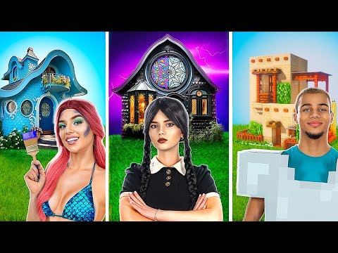 Tiny House Showdown: Wednesday vs Mermaid vs Minecraft!