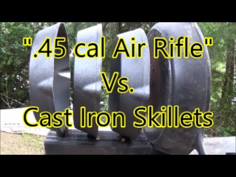 How many Cast Iron Skillets will the Airforce Texan 45.cal shoot through?