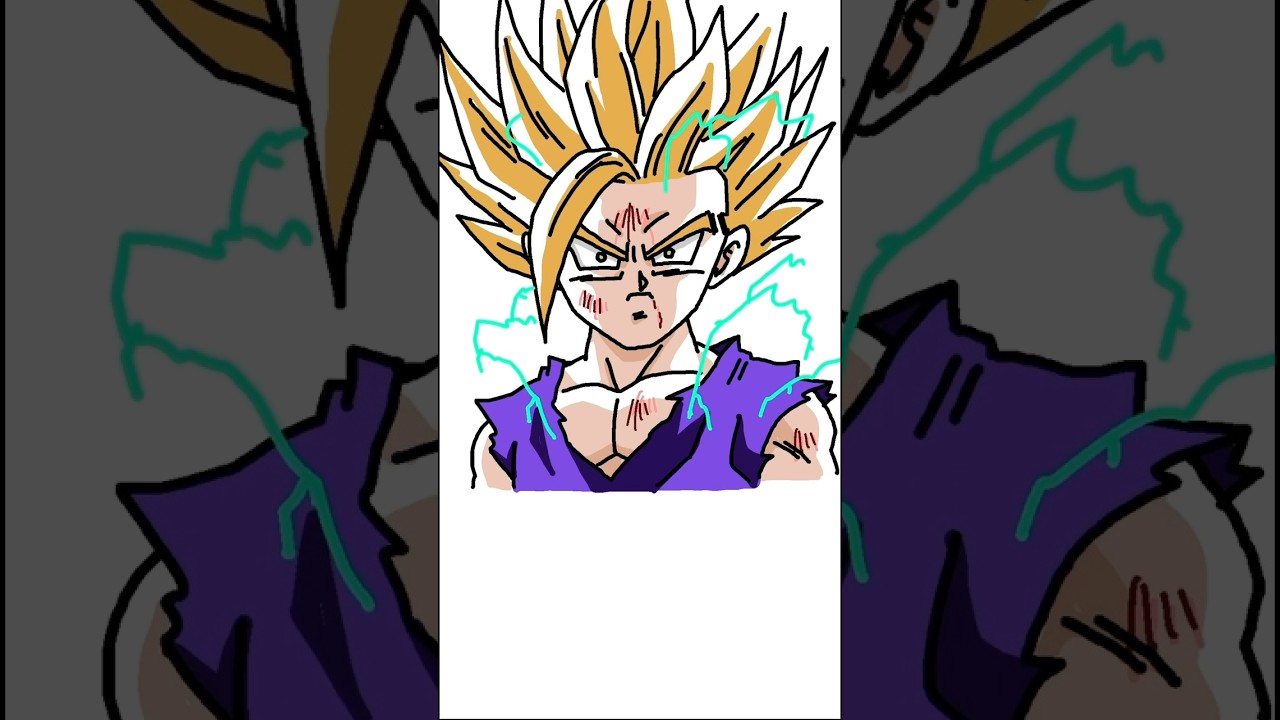 Drawing Gohan in 6 seconds #animeart #dragonball #gohan