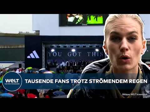 Video Thumbnail: HERZOGENAURACH: Tausende Fans trotz strömendem Regen - DFB-Team bezieht Quartier!
