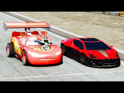Lightning McQueen Dragster Edition vs Lamborghini Scorpion Concept at Drag Race 20 KM