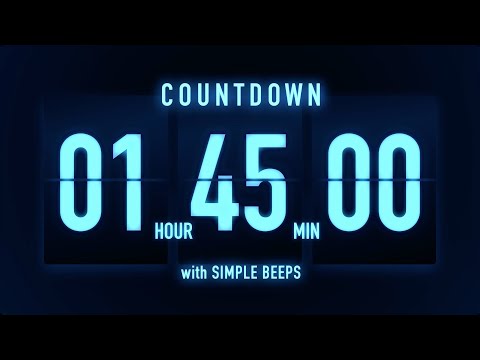 1 Hour 45 Minute Countdown Timer 🔵 Flip Clock with Simple Beeps