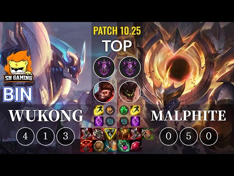 SN Bin Wukong vs Malphite Top - KR Patch 10.25