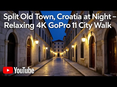 Split Old Town, Croatia at Night – Relaxing 4K GoPro 11 City Walk