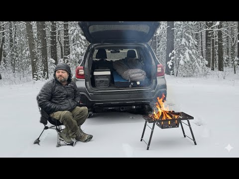 Winter Car Camping in Deep Snow | Exploring Remote Forest Roads | Morning Rain