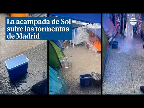 L'acampada de Sol pateix el xàfec de la tempesta de Madrid