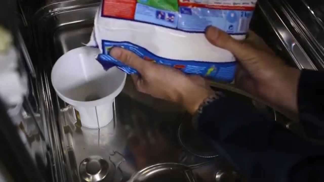 How to refill the salt container on a dishwasher