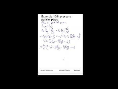 Fluid Mechanics - pressure parallel pipes - Example 10-8