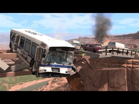 Collapsing Bridge Pileup Crashes 3 | BeamNG.drive