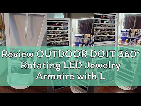 Review OUTDOOR DOIT 360° Rotating LED Jewelry Armoire with Lockable,Full Length Mirror Large Capacit