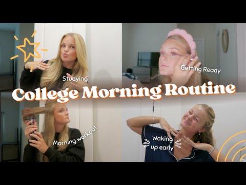 My College Morning Routine - GRWM, workout, + studying