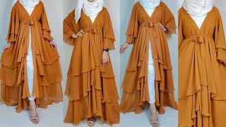 Most trendy Three layer Abaya cutting and stitching/Latest abaya designing/maxi dress/ burqa design