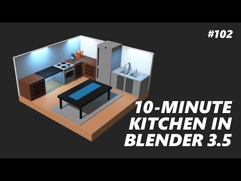 Let's Model a KITCHEN Diorama in 10 MINUTES - # 102 - Blender 3.5