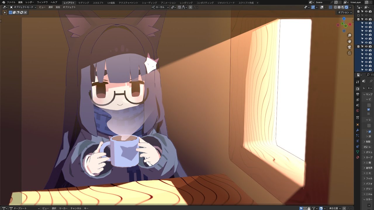 【Blender】キャラクターモデリング＆アニメーションタイムラプス【のんびり黒狐】