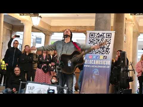 [4K]  Jun 2022, Amazing guitarist busking Luca , Covent Garden, London