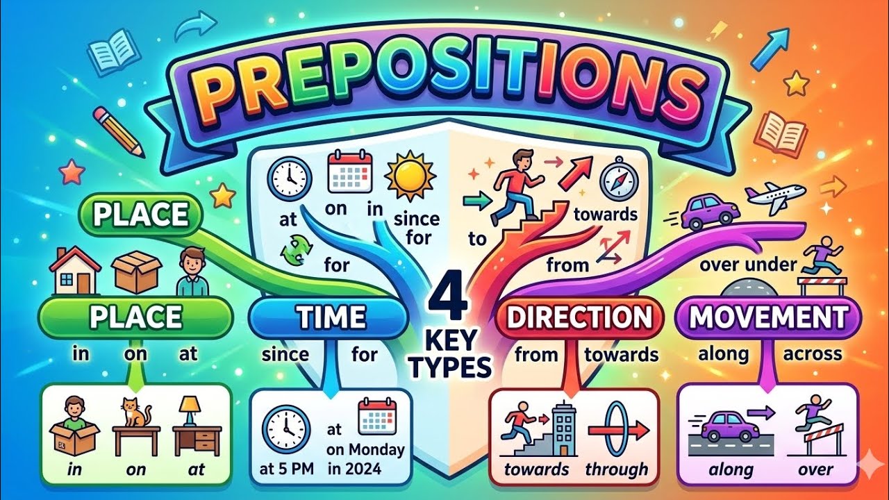 Preposition in English Grammar 📚 | Types of Prepositions with Examples 