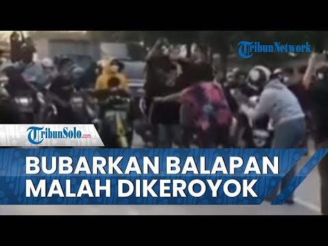 Pria Berhelm Hendak Bubarkan Balap Liar yang Blokade Jalan dan Bikin Macet, Malah Kena Pukul