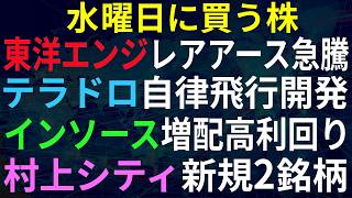 【あすの株相場】7月21日(火) KOSPIとともに日経大幅反発 / レアアース分析で東洋エンジ急騰 / インソース好決算＆高配当 / 村上シティ新規で2銘柄ガブリ / テラドローン自律飛行機開発